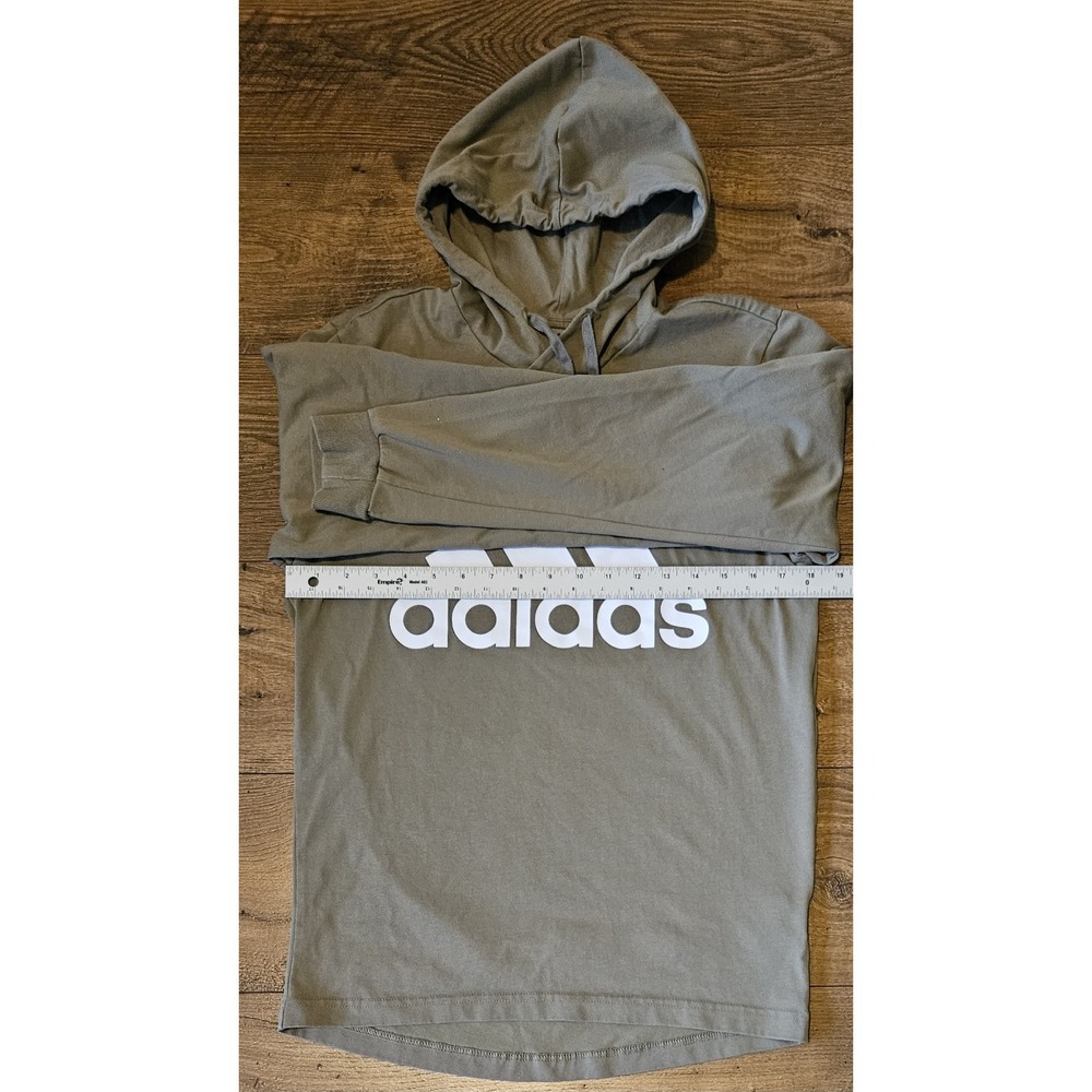 Adidas Sweatshirt Adult Size Small Tan Logo Pullover Hoodie Lightweight - Picture 3 of 8